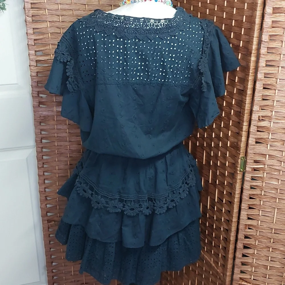 Chelsea & Violet Navy Blue Eyelet Dress Large - Picture 5 of 10